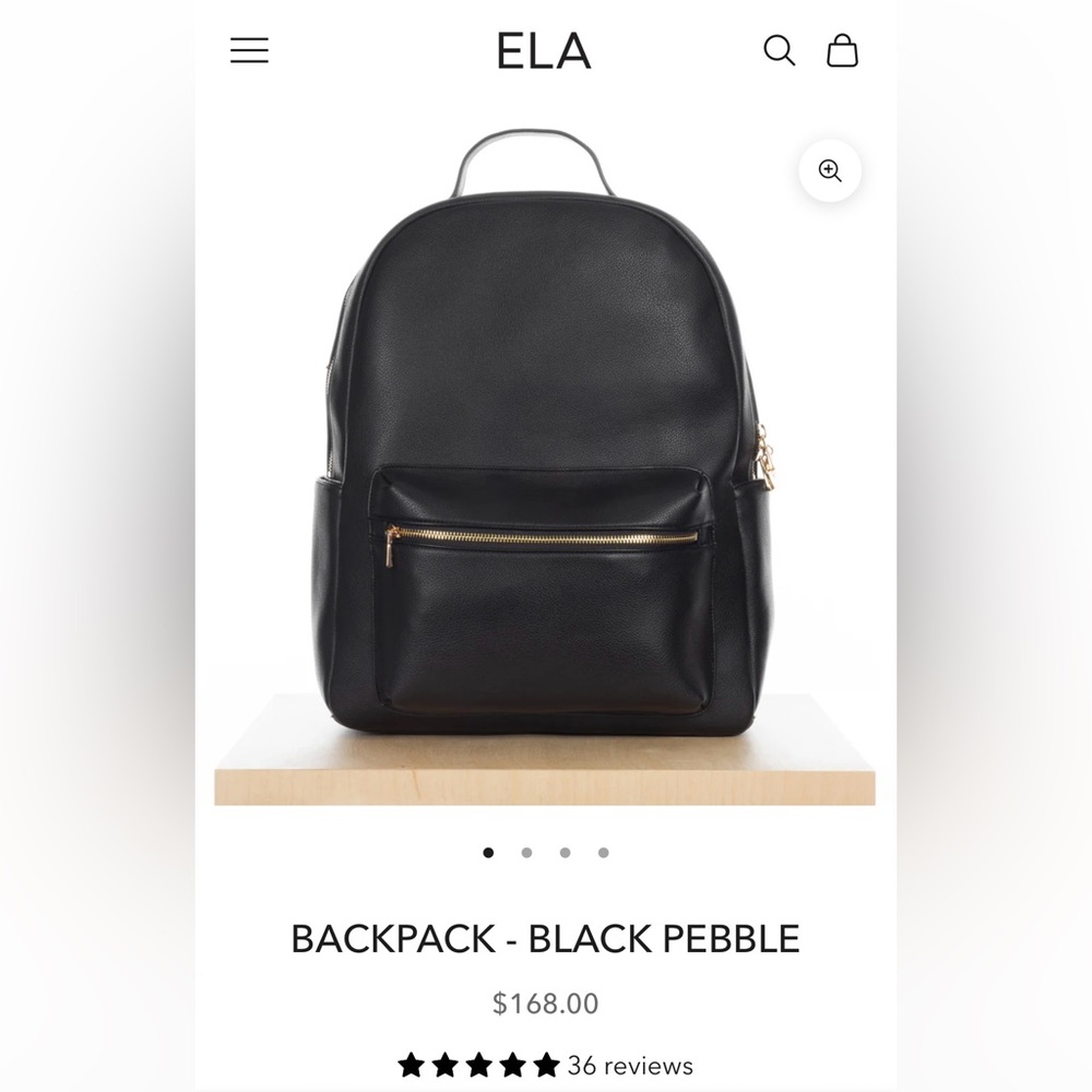 ela Handbags - Elegant Black Vegan Leather Backpack - Picture 3 of 16